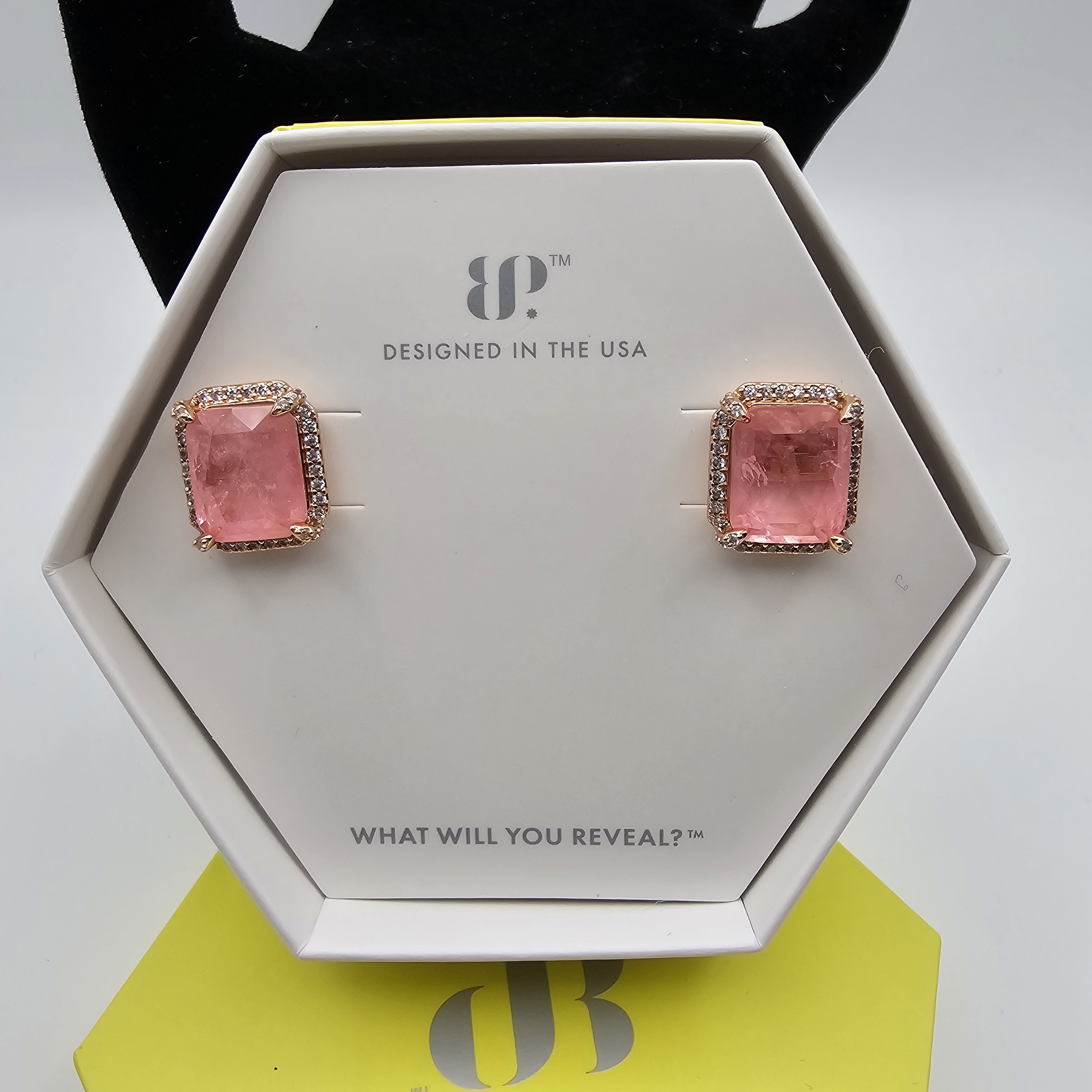 New Bomb Party "Warm Sands" Pink Earrings / Studs Rose Quartz On Rose Gold